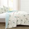 Lush Decor Botanical Bird and Flower Reversible Quilt Queen Size 3 Piece Set Full/Queen Multi - Floral Bedding Set Queen Quilt - Blue Quilts view 2