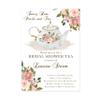 Bridal Shower Tea Party Invitation with Pink Watercolor Flowers and Teapot view 1