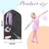 1 Pack Garment Bag for Travel Storage,Dance Costumes Competition Bag,Girls Dress Recital Dance Bag Kids Garment Bags for Hanging Clothes,Clear Cheer Uniform Garment Bag.Black view 2