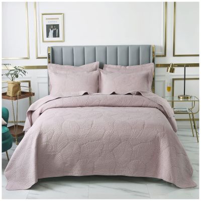 Blue Quilt Set Queen King Size Quilt Bedding Set, 3 Pieces Lightweight Soft Coverlet Modern Style King Coverlet, Stitching is Perfect, Wrinkle, Bedspread Set for All Seaso,Pink b,Queen
