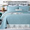 Blue Quilt Set Queen King Size Quilt Bedding Set, 3 Pieces Lightweight Soft Coverlet Modern Style King Coverlet, Stitching is Perfect, Wrinkle, Bedspread Set for All Seaso,Blue c,King view 2