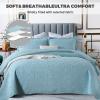 Blue Quilt Set Queen King Size Quilt Bedding Set, 3 Pieces Lightweight Soft Coverlet Modern Style King Coverlet, Stitching is Perfect, Wrinkle, Bedspread Set for All Seaso,Blue c,King view 3