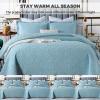 Blue Quilt Set Queen King Size Quilt Bedding Set, 3 Pieces Lightweight Soft Coverlet Modern Style King Coverlet, Stitching is Perfect, Wrinkle, Bedspread Set for All Seaso,Blue c,King view 4