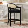 Jennifer Taylor Home Mila Mid-Century Modern 27" Cane Back Counter Stool, Natural Black Linen view 2