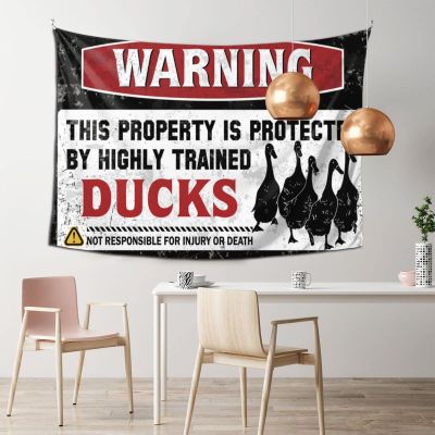 Cool Room Accessories for Teens Boys Warning This Property is Protected by A Highly Trained Duck Tapestry Dorm Decoration Wall Tapestry for Bedroom ( Size : 75X100CM )