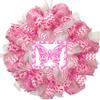 Breast Cancer Awareness Pink Butterfly Wreath Handmade Deco Mesh. Available in 24 inch and 28 inch diameters. view 1