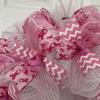 Breast Cancer Awareness Pink Butterfly Wreath Handmade Deco Mesh. Available in 24 inch and 28 inch diameters. view 2