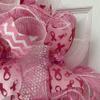 Breast Cancer Awareness Pink Butterfly Wreath Handmade Deco Mesh. Available in 24 inch and 28 inch diameters. view 3