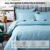 Blue Queen King Size Quilt Set with Pillow Shams, Quilt Reversible 3 Piece Bedding Set, Ultrasonic Quilting Technology, Soft, Wrinkle, Pilling Resistance, Bedspread Coverlet Set,White b,Queen view 2
