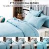 Blue Queen King Size Quilt Set with Pillow Shams, Quilt Reversible 3 Piece Bedding Set, Ultrasonic Quilting Technology, Soft, Wrinkle, Pilling Resistance, Bedspread Coverlet Set,White b,Queen view 4
