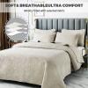 Blue Queen King Size Quilt Set with Pillow Shams, Quilt Reversible 3 Piece Bedding Set, Ultrasonic Quilting Technology, Soft, Wrinkle, Pilling Resistance, Bedspread Coverlet Set,Beige a,Queen view 3