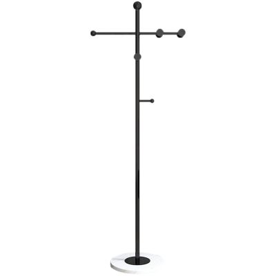 LFFH Coat Rack, Home Light Luxury Metal Clothes Hanger Marble Disc Base Coat Stand Simple Scarf Clothes Stand for Hotel Bedroom Den (Color : Black)