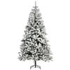 HOMCOM 7.5' Tall Unlit Snow Flocked Pine Artificial Christmas Tree with Realistic Branches, Green view 1