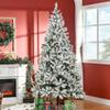 HOMCOM 7.5' Tall Unlit Snow Flocked Pine Artificial Christmas Tree with Realistic Branches, Green view 2