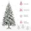 HOMCOM 7.5' Tall Unlit Snow Flocked Pine Artificial Christmas Tree with Realistic Branches, Green view 3