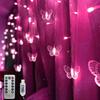 HENGYOU Butterfly Curtain Fairy Lights USB Plug in,8 Modes 120 LED 20FT Firefly Twinkle Timer String Lights with Remote, Waterproof for Bedroom Christmas Wedding Party (Pink) view 1