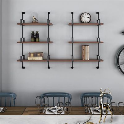 NIUYAO Floating Shelves Wall Mounted, Rustic Wood Bookcase Shelf Industrial Wooden 3 Tier-7 Parts Wall Shelves for Kitchen Bedroom Bathroom Living Room Storage & Decoration -59" L x 10" W x 43.5" H