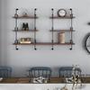 NIUYAO Floating Shelves Wall Mounted, Rustic Wood Bookcase Shelf Industrial Wooden 3 Tier-7 Parts Wall Shelves for Kitchen Bedroom Bathroom Living Room Storage & Decoration -59" L x 10" W x 43.5" H view 1