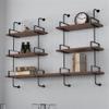 NIUYAO Floating Shelves Wall Mounted, Rustic Wood Bookcase Shelf Industrial Wooden 3 Tier-7 Parts Wall Shelves for Kitchen Bedroom Bathroom Living Room Storage & Decoration -59" L x 10" W x 43.5" H view 2