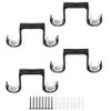 AddGrace Heavy Duty Double Curtain Rod Holders 4 Pack-Ceiling Curtain Rod Brackets Drilled Aluminum Alloy for Bedroom Living RoomBlack view 1