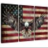 3 Piece American Flag Art American Decor Wooden Flag Wall Art Army Decor Patriotic Wall Decor Military Art Eagle Pictures Wall Decor for Living Room Bedroom Decor Ready to Hang (24''Wx36''Hx3PCS) view 1