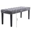 KCC Button-Tufted Ottoman Bench, Upholstered Bedroom Benches Velvet Footrest Stool Accent Bench for Entryway Dining Room Living Room Bedroom End of Bed, Dark Gray view 3