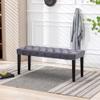 KCC Button-Tufted Ottoman Bench, Upholstered Bedroom Benches Velvet Footrest Stool Accent Bench for Entryway Dining Room Living Room Bedroom End of Bed, Dark Gray view 4