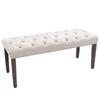 KCC Button-Tufted Ottoman Bench, Upholstered Bedroom Benches Velvet Footrest Stool Accent Bench for Entryway Dining Room Living Room Bedroom End of Bed, Beige view 1