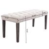 KCC Button-Tufted Ottoman Bench, Upholstered Bedroom Benches Velvet Footrest Stool Accent Bench for Entryway Dining Room Living Room Bedroom End of Bed, Beige view 3