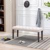 KCC Button-Tufted Ottoman Bench, Upholstered Bedroom Benches Velvet Footrest Stool Accent Bench for Entryway Dining Room Living Room Bedroom End of Bed, Beige view 4