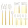 BRIIEC 24 Pcs Silverware Set Service for 6, Cute Macaron Color 304 Stainless Steel Flatware Set Eating Utensils Sets, Durable Restaurant Cutlery Set, Dishwasher Safe - Yellow & Silver view 1
