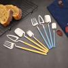 BRIIEC 24 Pcs Silverware Set Service for 6, Cute Macaron Color 304 Stainless Steel Flatware Set Eating Utensils Sets, Durable Restaurant Cutlery Set, Dishwasher Safe - Yellow & Silver view 2