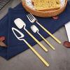 BRIIEC 24 Pcs Silverware Set Service for 6, Cute Macaron Color 304 Stainless Steel Flatware Set Eating Utensils Sets, Durable Restaurant Cutlery Set, Dishwasher Safe - Yellow & Silver view 4