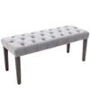 KCC Button-Tufted Ottoman Bench, Upholstered Bedroom Benches Velvet Footrest Stool Accent Bench for Entryway Dining Room Living Room Bedroom End of Bed, Gray view 1