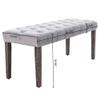 KCC Button-Tufted Ottoman Bench, Upholstered Bedroom Benches Velvet Footrest Stool Accent Bench for Entryway Dining Room Living Room Bedroom End of Bed, Gray view 3