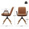 Art Leon Desk Chair No Wheels, Set of 2, Mid Century Modern Swivel Chair with Oak Wood Legs, Faux Leather Home Office Desk Chairs for Bedroom Living Room, Yellow Brown view 2