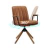 Art Leon Desk Chair No Wheels, Set of 2, Mid Century Modern Swivel Chair with Oak Wood Legs, Faux Leather Home Office Desk Chairs for Bedroom Living Room, Yellow Brown view 3