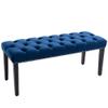 KCC Button-Tufted Ottoman Bench, Upholstered Bedroom Benches Velvet Footrest Stool Accent Bench for Entryway Dining Room Living Room Bedroom End of Bed, Blue view 1