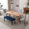 KCC Button-Tufted Ottoman Bench, Upholstered Bedroom Benches Velvet Footrest Stool Accent Bench for Entryway Dining Room Living Room Bedroom End of Bed, Blue view 2