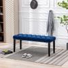 KCC Button-Tufted Ottoman Bench, Upholstered Bedroom Benches Velvet Footrest Stool Accent Bench for Entryway Dining Room Living Room Bedroom End of Bed, Blue view 4
