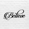 Metal Sign Believe Word Art Sign Calligraphy Decorative Large Iron Metal Wall Sculpture Sculpture Sign Simple Metal Address Sign Plaque for Man Cave Dining Room Decoration Housewarming Gift 12 Inch view 1