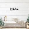 Metal Sign Believe Word Art Sign Calligraphy Decorative Large Iron Metal Wall Sculpture Sculpture Sign Simple Metal Address Sign Plaque for Man Cave Dining Room Decoration Housewarming Gift 12 Inch view 3