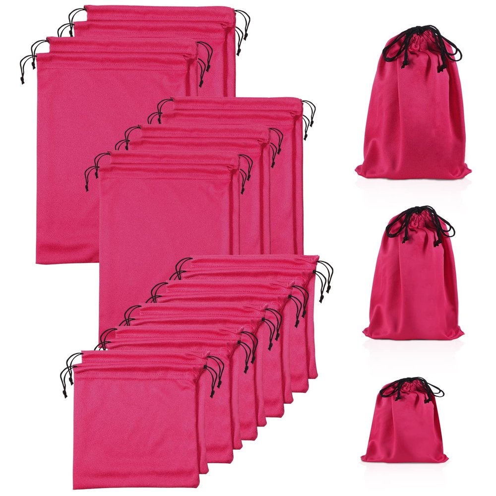 20 Pcs Satin Game Storage Bags for Women Men, S, M, L, Pink