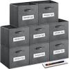 artsdi 13x13x13 storage cube bins(Set of 8) Fabric storage cubes with 8 Labels Window Cards & a Pen, storage cubes 13x13, Collapsible 13 inch cube storage bins, Cubby Organizer Boxes, Gray view 1