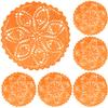 BIBITIME Crochet Tables Doilies Lace Placemats Handmade Coasters Round Doily Valentines Crafts Mats (6PCS - 11 in to 12 in, Orange) view 1