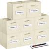 artsdi 13x13x13 storage cube bins(Set of 8) Fabric storage cubes with 8 Labels Window Cards & a Pen, storage cubes 13x13, Collapsible 13 inch cube storage bins, Cubby Boxes, Beige view 1