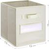 artsdi 13x13x13 storage cube bins(Set of 8) Fabric storage cubes with 8 Labels Window Cards & a Pen, storage cubes 13x13, Collapsible 13 inch cube storage bins, Cubby Boxes, Beige view 3