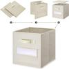 artsdi 13x13x13 storage cube bins(Set of 8) Fabric storage cubes with 8 Labels Window Cards & a Pen, storage cubes 13x13, Collapsible 13 inch cube storage bins, Cubby Boxes, Beige view 4