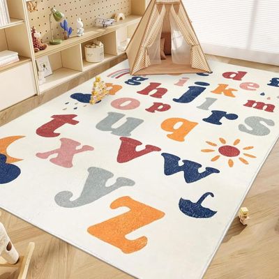ABREEZE Large Kids Play Mat, Faux Wool Kids Play Area Rugs 5' x 6.6' Non-Slip Childrens Carpet ABC Number Educational Learning & Game Decor Living Room Bedroom Playroom Nursery
