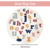 ABREEZE Large Round Kids Play Mat 5.3ft,Fluffy Faux Wool Kids Rug Non-Slip Childrens Carpet ABC Number Educational Learning & Game for Living Room Bedroom Playroom Nursery view 2